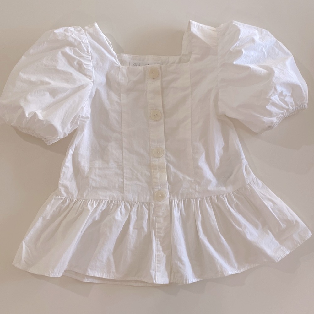 Zara Puff Sleeve button Down Top